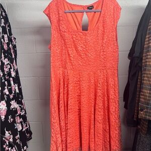 torrid Coral-Orange Lace Midi Dress